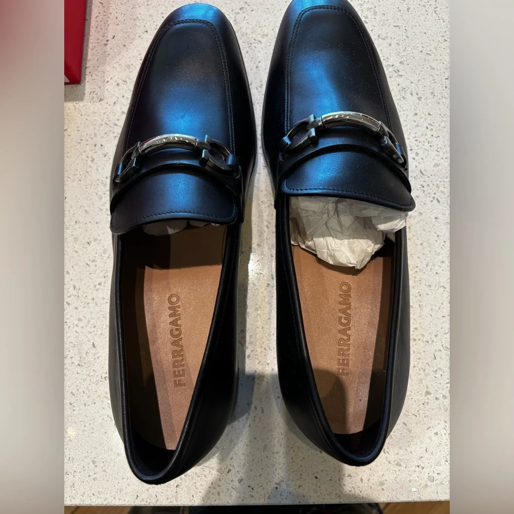 NWT Salvatore Ferragamo "Benford" in Black Calf Leather Bit Loafers - Picture 4 of 8